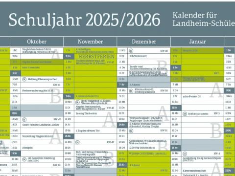 Ansicht des Kalenders Landheim Ammersee 2025-26